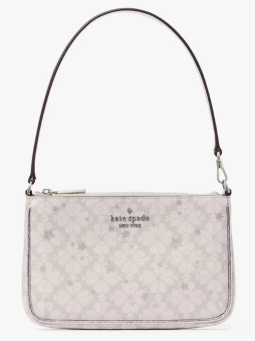 kate spade Cream Floral Monogram Shoulder Bag with Dark‎ Brown Strap